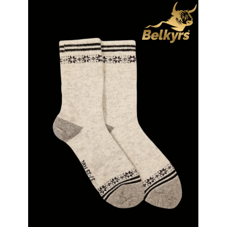 Ponožky z mongolskej vlny melírové biele