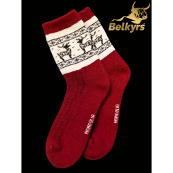 Ponožky z vlny bordové s jeleňom