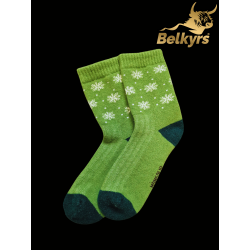 Ponožky z mongolskej vlny zelené s vločkami