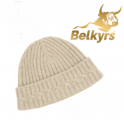 Čiapka 100% kašmír béžová s pleteným vzorom