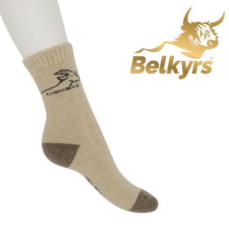 Ponožky 100% kašmír béžové kombinované