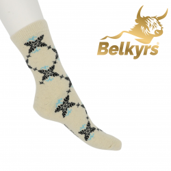 Ponožky z mongolskej vlny biele melírové s vločkami