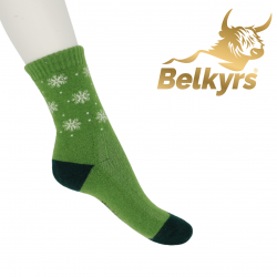 Ponožky z mongolskej vlny zelené s vločkami