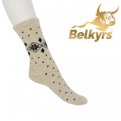 Ponožky zo 100% mongolskej vlny biele s vločkami