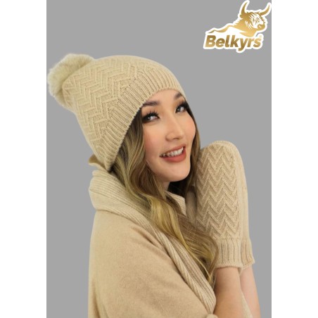 Čiapka béžová 100% kašmír