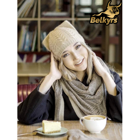 Čiapka béžová 100% kašmír