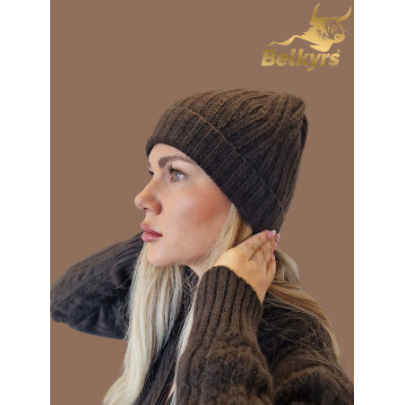 Čiapka 100% jačia vlna hnedá