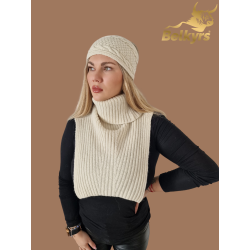 Dámska čelenka 100% mongolská vlna maslová