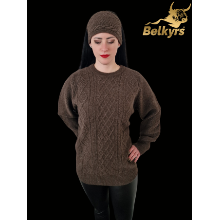 Sveter hnedý 100% mongolská vlna