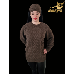 Sveter hnedý 100% mongolská vlna