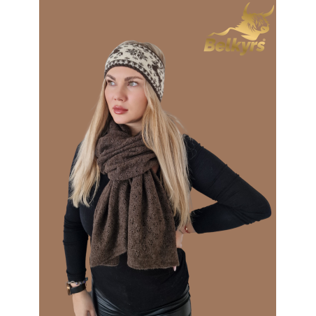 Šál zo 100% mongolskej vlny hnedý